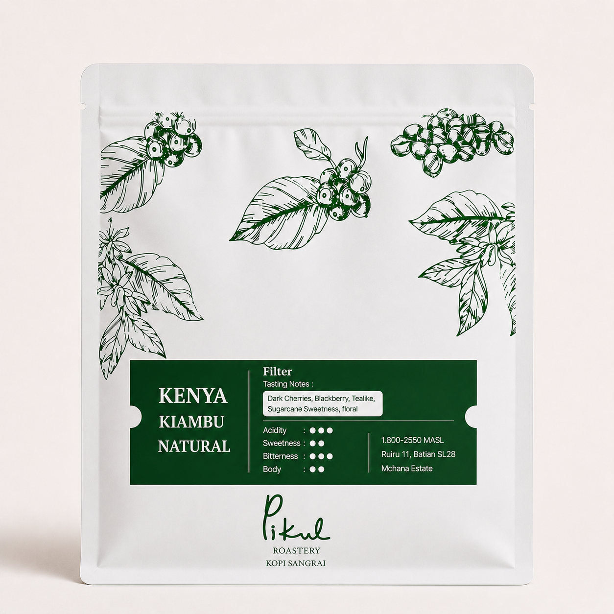 Biji Kopi Arabika Single Origin Kenya kiambu Natural - 150 gram