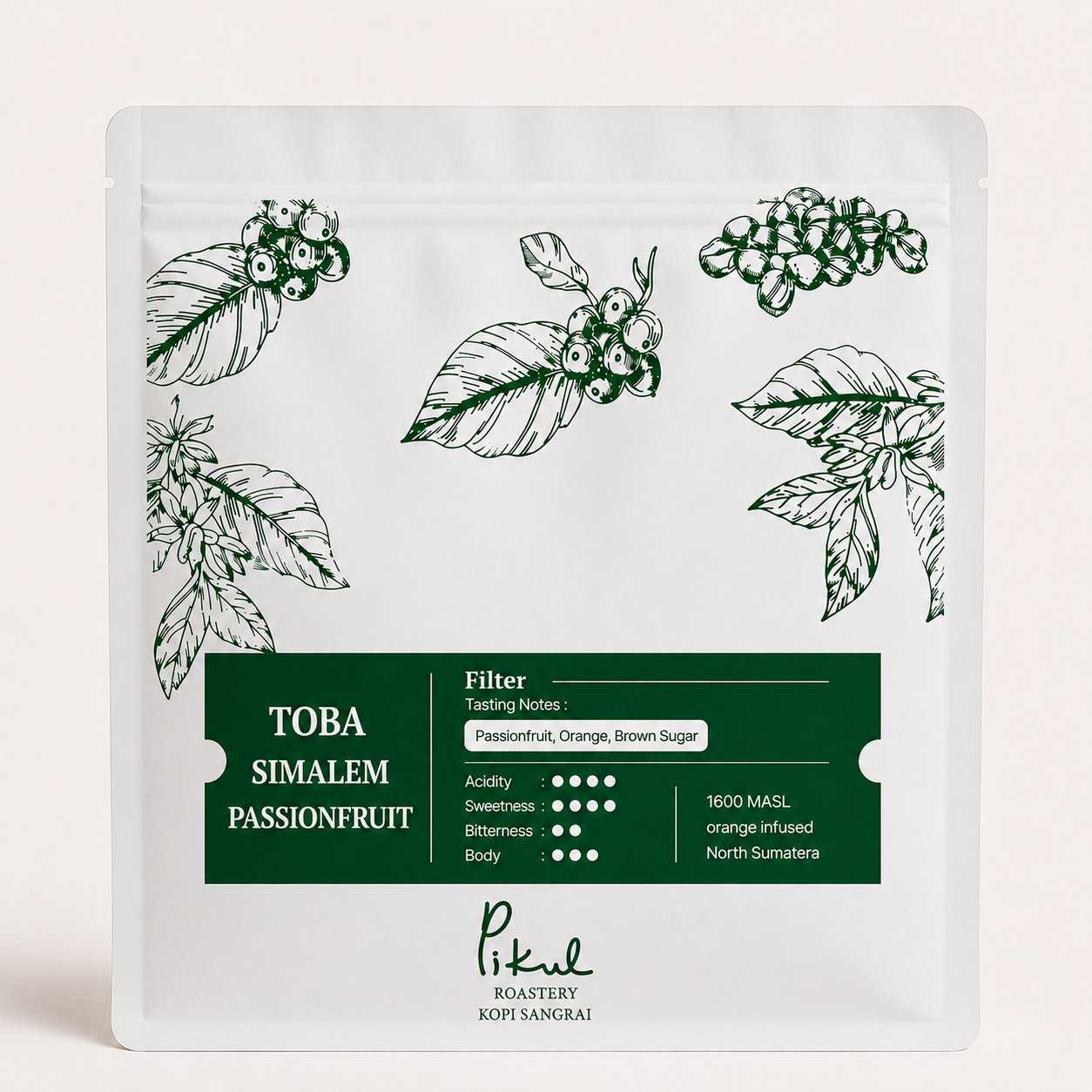 Biji Kopi Arabika Single Origin Toba Simalem Passionfruit - 150 gram